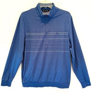 Travis Mathew 1/4 Zip Golf Pull Over Sweatshirt Blue Striped Men’s Size Medium
